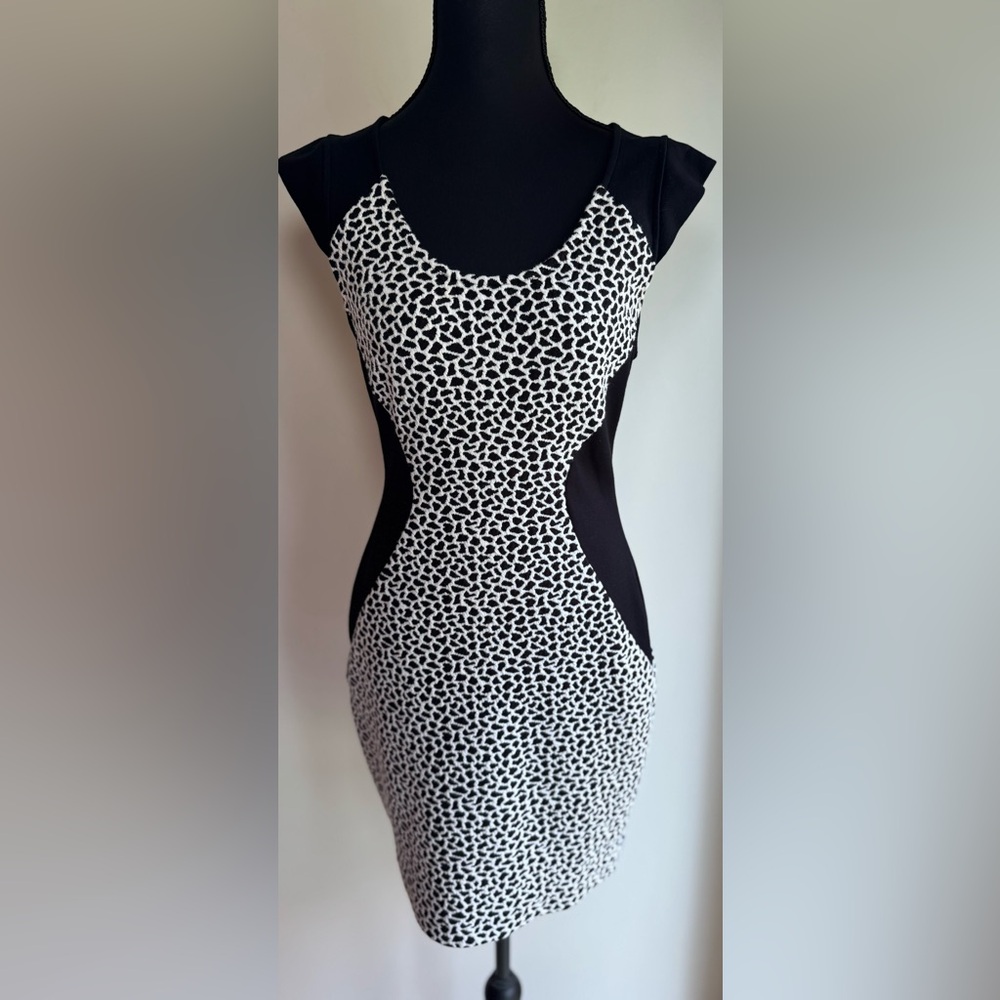 Express Black White Cheetah Print Midi Dress 6
